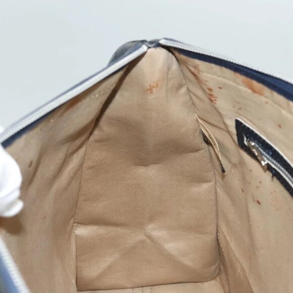 Christian Dior Trotter Canvas Hand Bag Navy Gold Auth 126103 - Picture 12 of 16